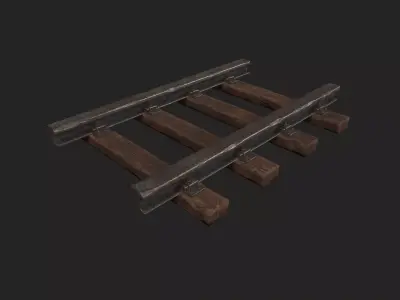 Stylized Modular - Railyway Track  - Train Track  Low-poly 3D model
