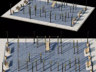 sports playground Low-poly 3D model