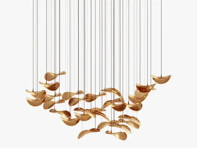 Vakkerlight Wave Floating Leaf Chandelier 3D model