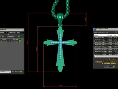High Cross Pendant Light Gold 18K 3CP014 3D print model
