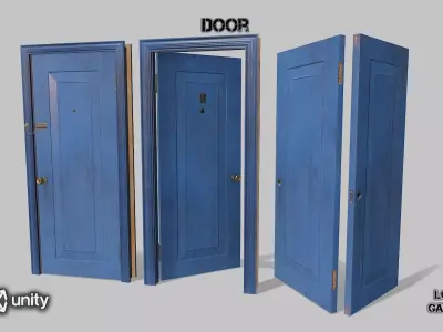 Door light blue 06 Low-poly 3D model