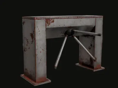 Turnstile metal gate Low-poly 3D model