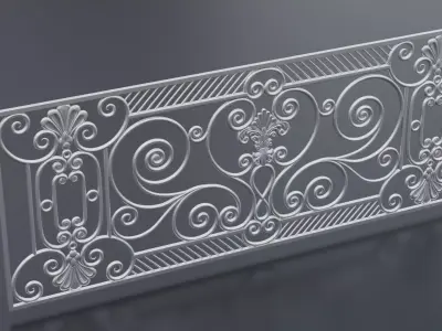 Balcony railing Low-poly 3D model
