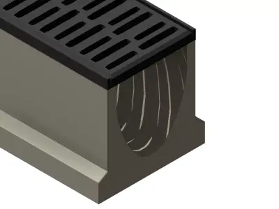 Concrete Trench Drain System V150 4000mm with Slotted Grate Modu 3D model