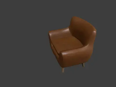 Brown Leather Armchair Low-poly 3D model