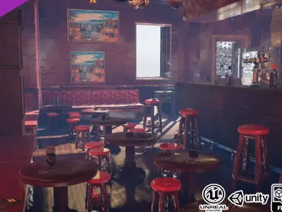 Modular Pub Environment Asset Pack Low-poly 3D model