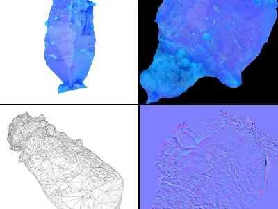 Blue Salt Crystal Collection 5 items Low-poly 3D model