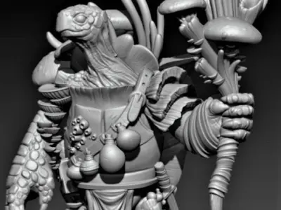Turtle creature with mushrooms 3D print model