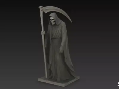 Death Reaper Statue Mourning Pose Low-poly 3D model