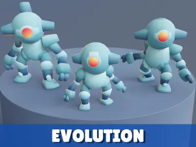 Cartoon Robots Pack 01 Low-poly 3D model