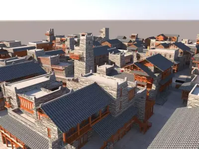 Tourist Resort Town 3D model