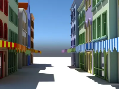 Cartoon Buildings 3D model purchase