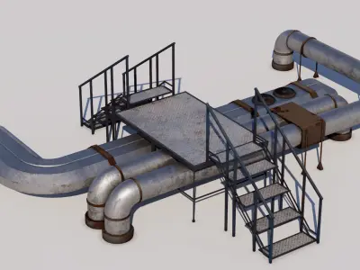 Rooftop Stairs 03 Low-poly 3D model