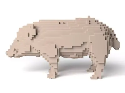 Wildboar Minecraft Voxel Low-poly 3D model