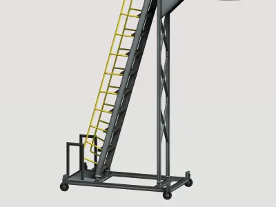 Industrial Mobile Cantilever Work Platform Low-poly 3D model