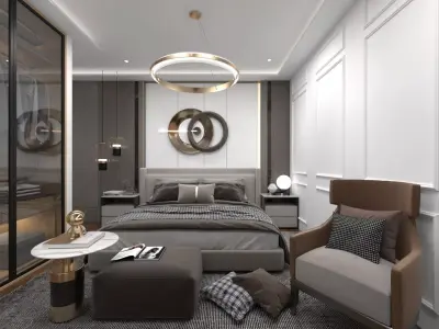 living room interior scene 3D model 3D model