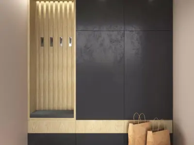 Hallway set entryway with wall and wooden floor 3D model