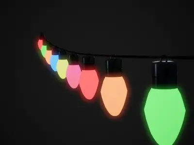 Low Poly Christmas Lights   Low-poly 3D model