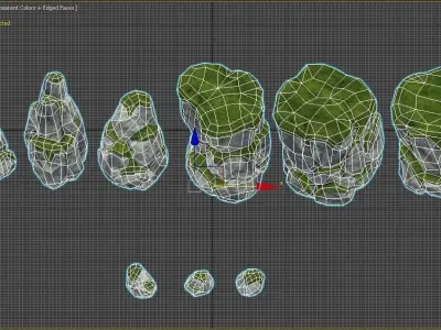 Low poly stones and rocks Low-poly 3D model
