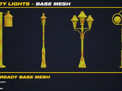30 City Lights Base Mesh - VOL 02  - Game Ready  Low-poly 3D model