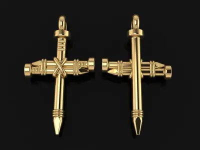 Rustic style Nail Cross Pendant Mid Size 3D print model