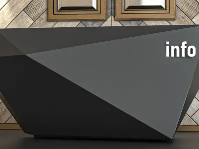 Reception wooden wall with four light fixtures 3D model