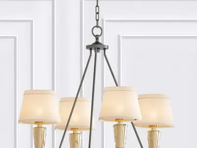 WARDEN four light chandelier with shades 3D model