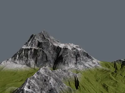 Mountain with grass on top Low-poly 3D model
