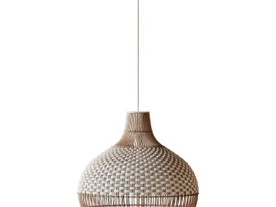 Handwoven Rattan Pendant Light Lampshade 3D model