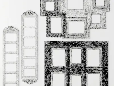 Paintings Collection 3D 7 wooden frame 3D model