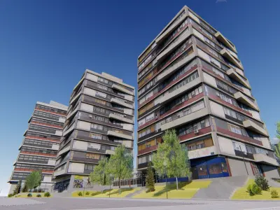 Communist Trinity Towers Low-poly 3D model