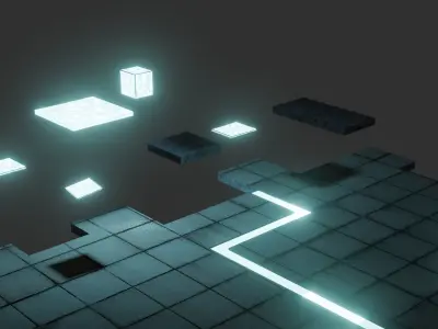 Sci-Fi Platform in the void  Low-poly 3D model