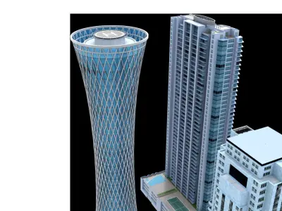 Tornado Tower Skyscraper 3D Model Low-poly 3D model