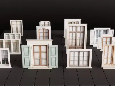 Blender 3D Windows Set - Lowpoly Set  Low-poly 3D model