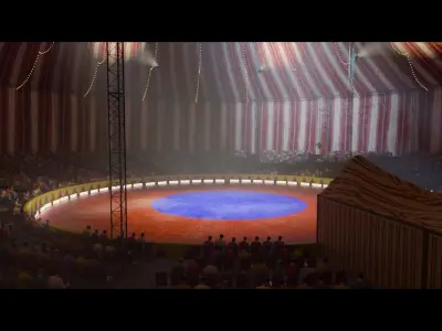Circus Environment Interior and Exterior with Animated Crowd Low-poly 3D model