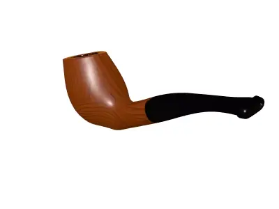 Elegant Wooden Smoking Pipe Low-poly 3D model