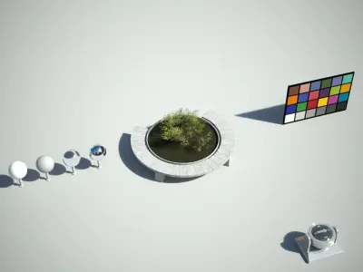 Stone Bench with flowerbed Low-poly 3D model