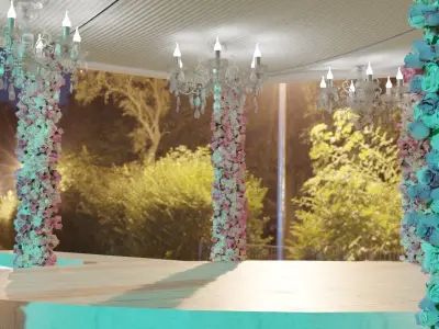 Classic outdoor wedding pergola  3D model