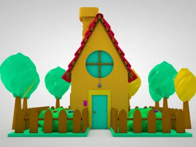 Cartoon House Free low-poly 3D model