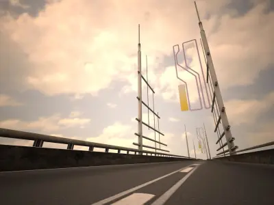 Hi tech bridge Low-poly 3D model
