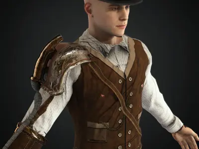  Steampunk rigged character pack 14 Low-poly 3D model