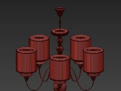American Style 5 Arms Fabric Lamp 3D model