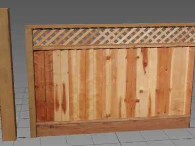 Fence 1 wooden with lattice 3D model