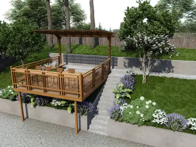 3D Exterior Scene 3D model design patio pergolar 3D model