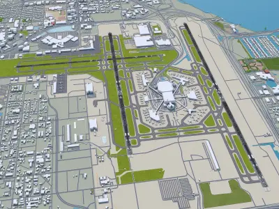Tampa Airport 10km Low-poly 3D model