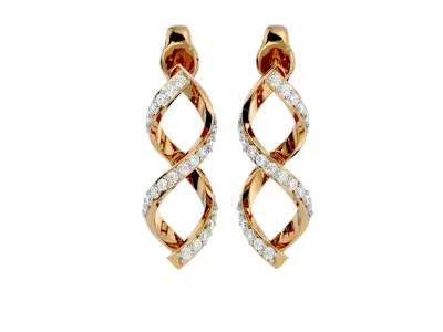Light Minimalist Diamond Earrings 3D print model 7