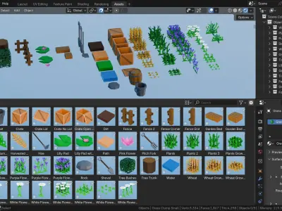 Pixel Farm - Modular Asset Pack Low-poly 3D model