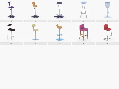 Cafe and Bar Chairs Low-poly 3D model