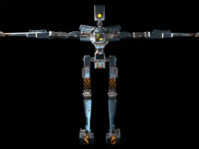 Rigged old robot 3D model Low-poly 3D model