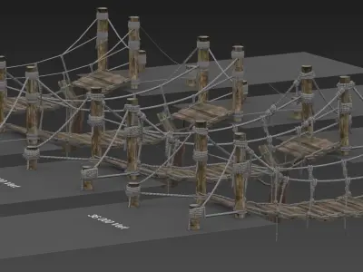 Rope Bridge Low-poly 3D model
